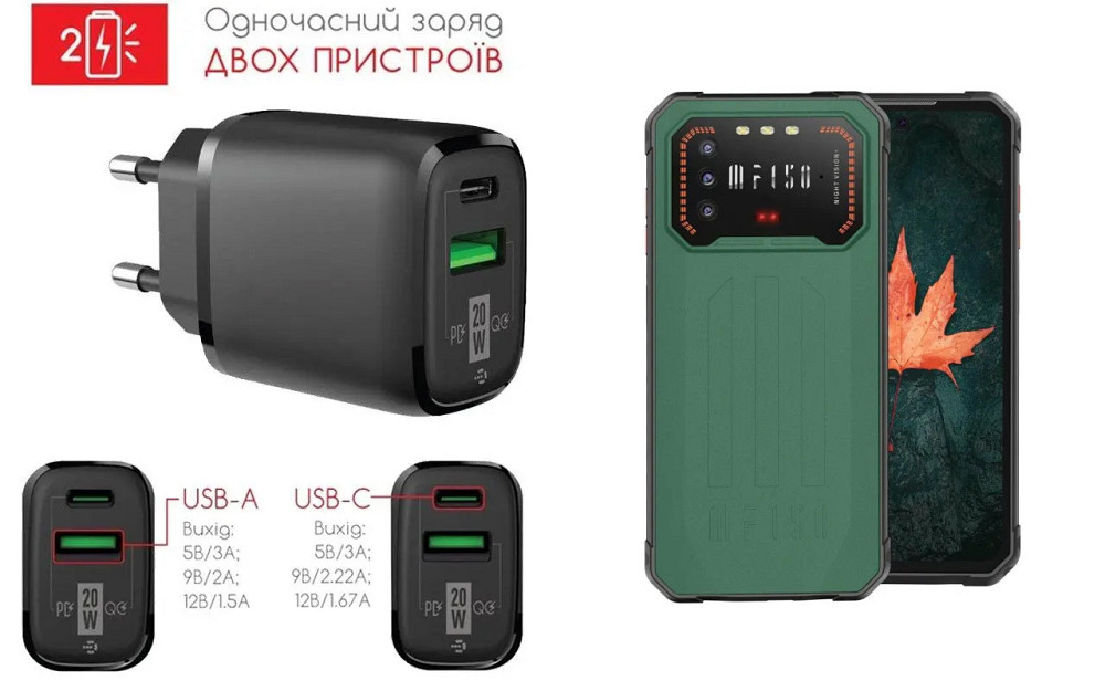 Сетевое зарядное устройство для Oukitel IIIF150 Air1 Ultra, 20W 3A, Quick Charge 3.0 Киев - изображение 1