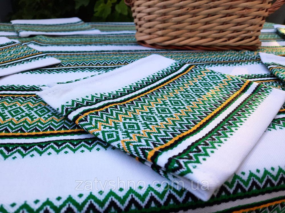 Вишита скатертина на столик у зеленому кольорі Київ - фото 2