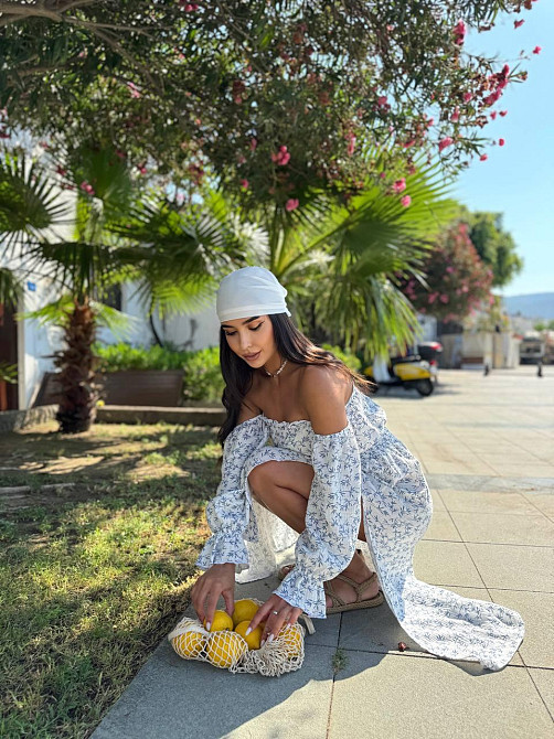 Женское летнее принтованное миди платье с разрезом натуральный муслин 46/48 Одесса - изображение 7