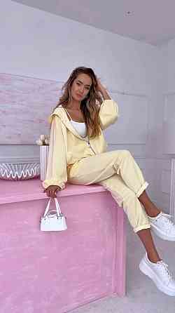 Женский прогулочный костюм двойка двунитка Желтый, 48/52 Одесса