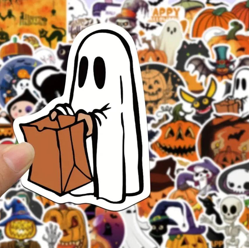 Набір вінтажних вінілових наклейок на Хеллоуїн, набір наклейок з гарбузами та відьмами для підлітків Київ - фото 1
