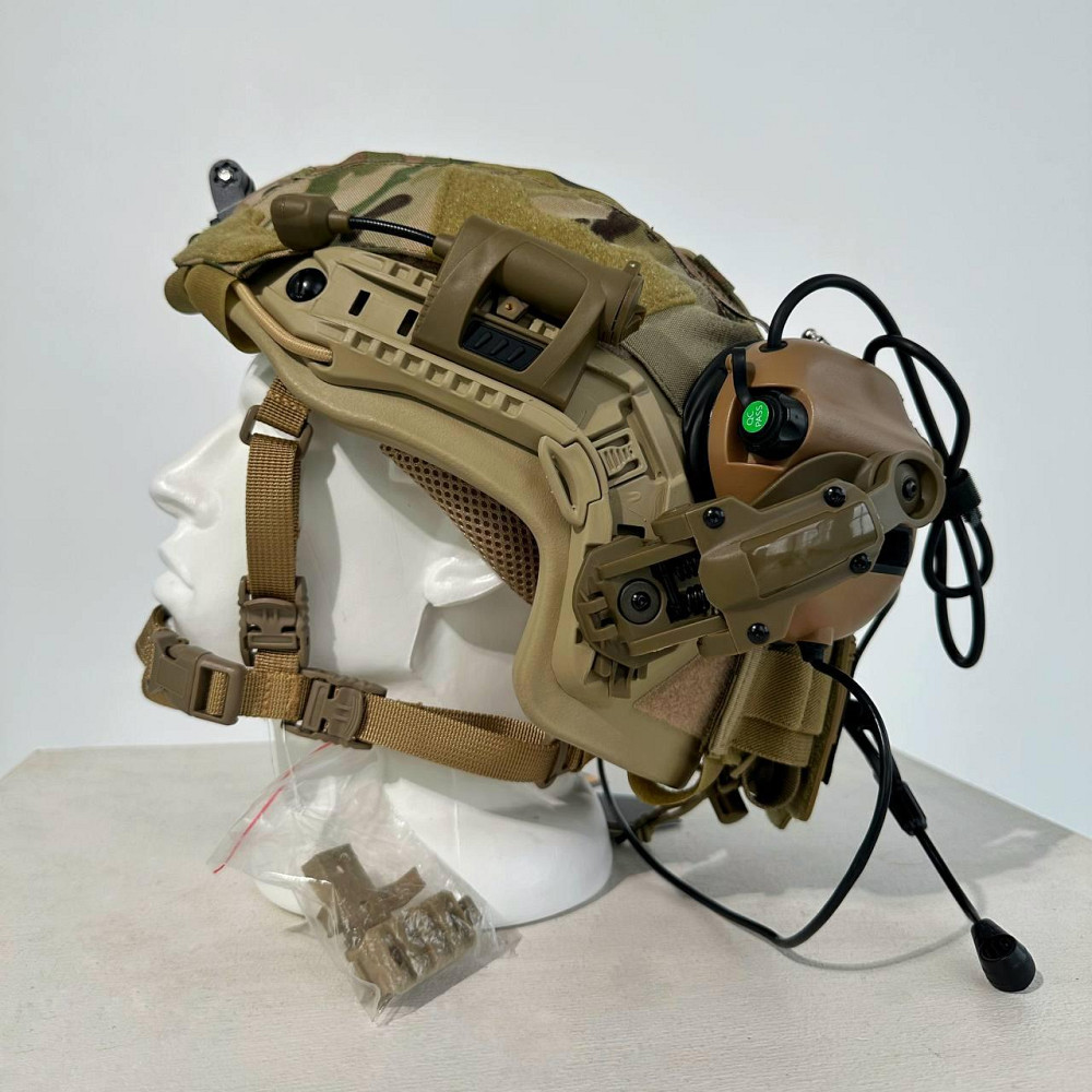 Комплект шлем койот Wendy PE NIJ IIIA + наушники Earmor M31/M32 + кавер с противовесом + крепление Чебурашки Винница - изображение 2