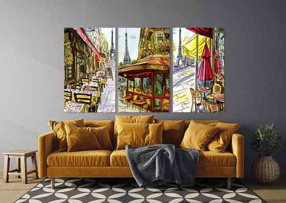 Модульна картина у вітальню/ спальню Франція      ART-282_3A Київ