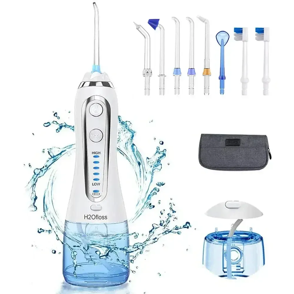 Іригатор ротової порожнини портативний H2oFloss HF-6 білий, 8 насадок + дорожня сумка в подарунок Київ - фото 8