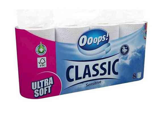 Туалетний папір 8шт 3шар Classic Sensitive 140 від ТМ OOOPS! Київ