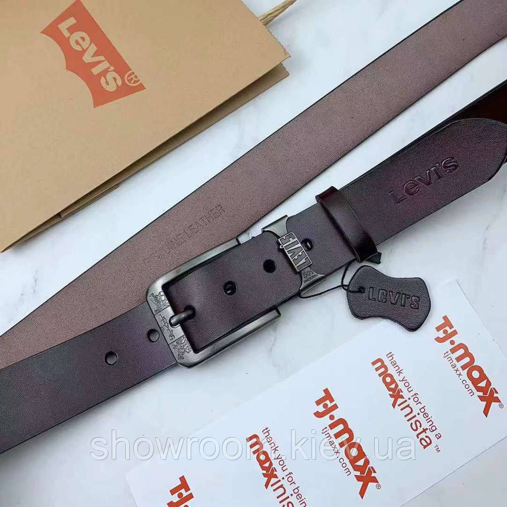 Мужской брендовый ремень Levis (515) brown Киев - изображение 6