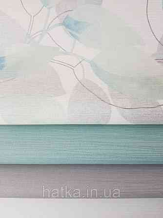 Вінілові шпалери на флізелін AS creation Attractive листя великі смугою бірюзові салатові сірі на білому Київ