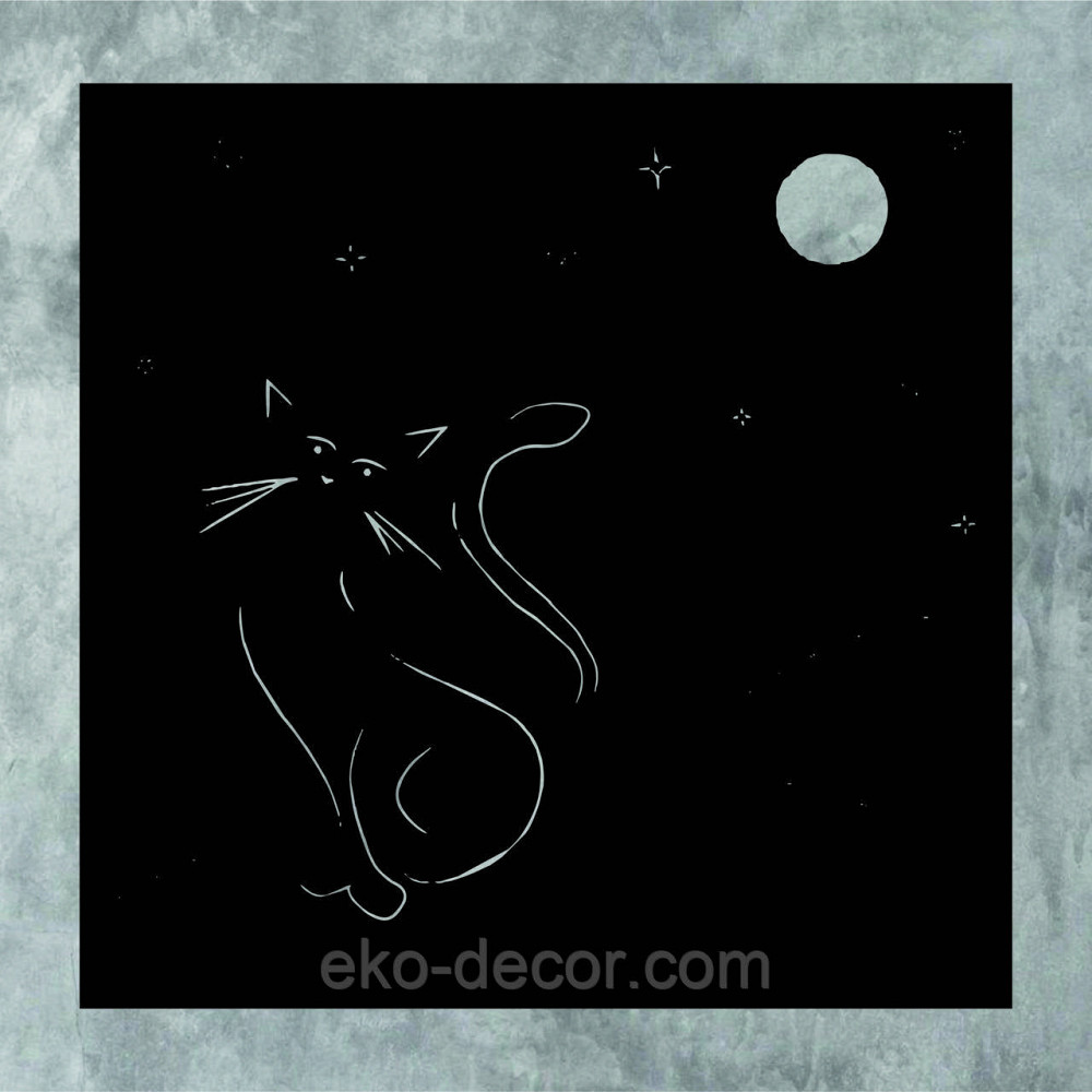 Декоративное настенное 3D Панно «Кот» Декор на стену с объемом 90*90 см, Черный Киев - изображение 8