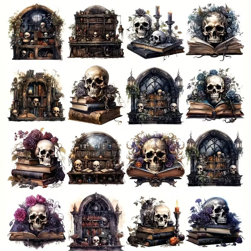 Набір вінтажних наліпок із черепами – 20 шт. готичні стікери для декору Київ - фото 2
