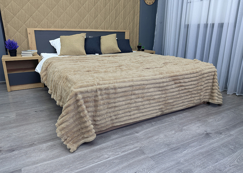 Плед-покривало смужка VIP Шарпей 200х230 см (+-10см) Бежевий (87-148) Київ - фото 5