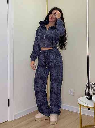 Жіночий теплий прогулянковий костюм-двійка турецька тринитка варенка на флісі Графіт, 42/44 Одеса