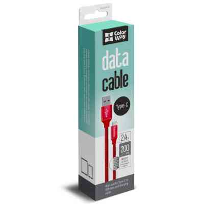 Дата кабель USB 2.0 AM to Type-C 2.0m red ColorWay (CW-CBUC008-RD) Вінниця