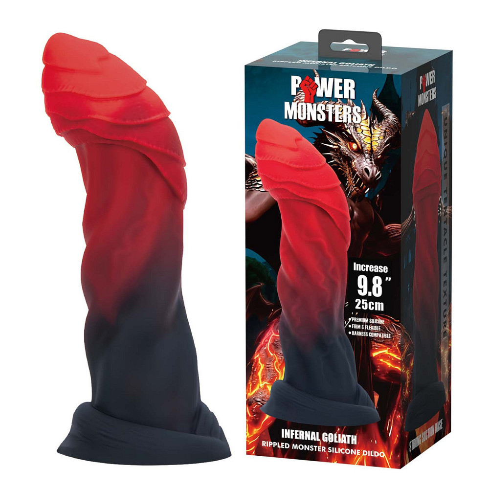 Фаллоимитатор силиконовый Power Monsters Infernal Goliath на присоске, красно-черный, 25 см Sex Aura Киев - изображение 2