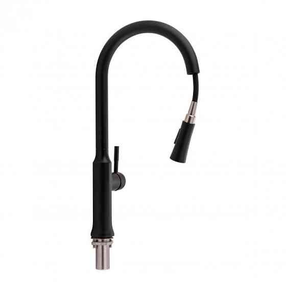 Змішувач для кухні Qtap Baruska з висувним виливом QTBAR9137103UB Black Matt чорний Київ
