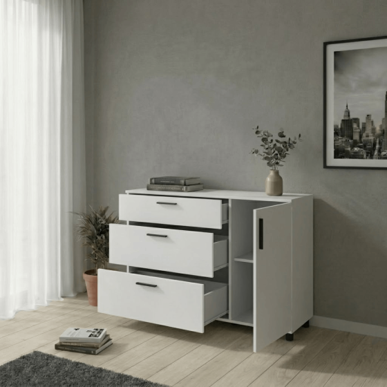 Комод Doros Торн Білий 3Ш/1Д 135х51.6х80 (DRS-012104) Львів