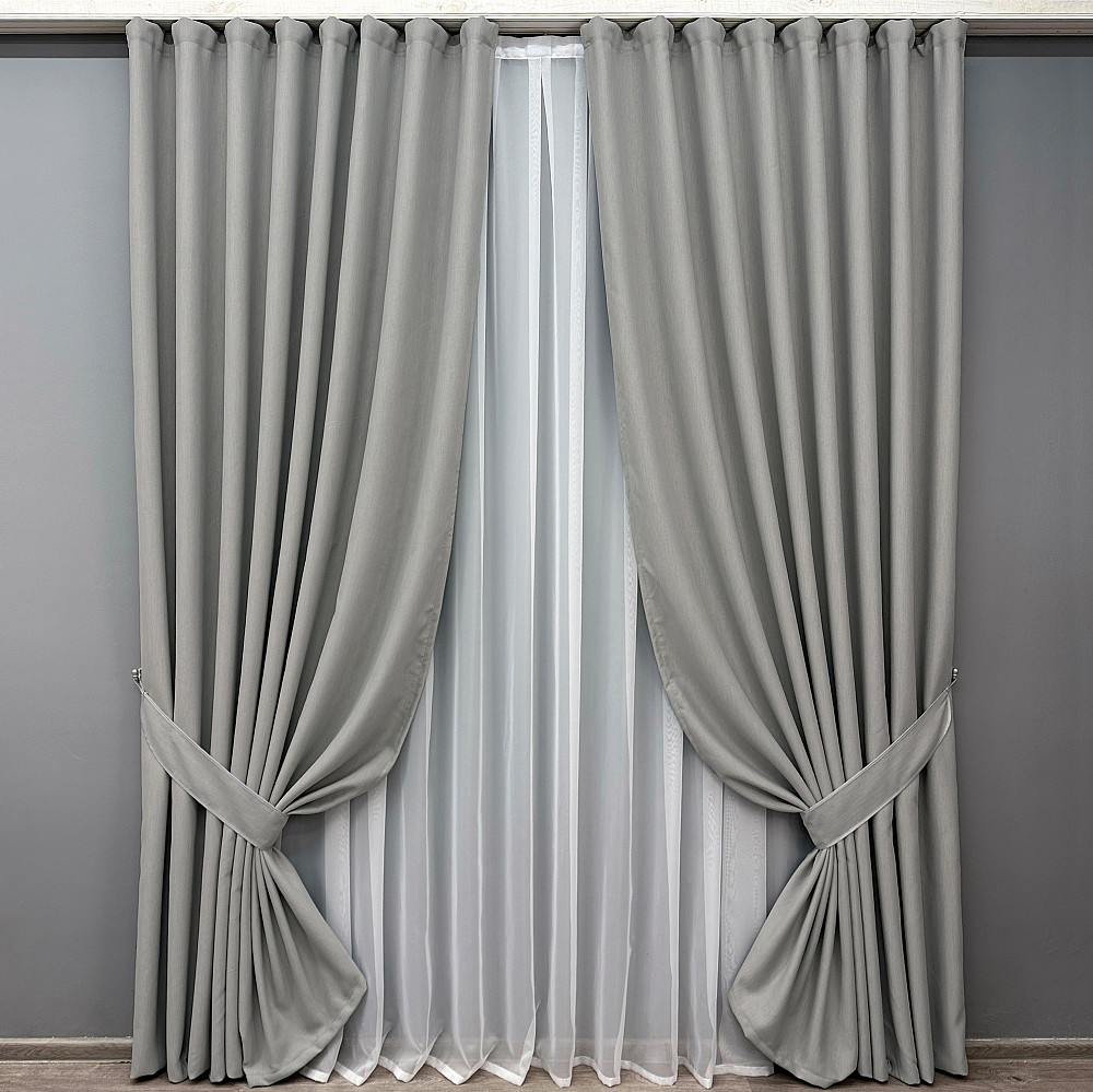 Комплект штор VR-Textil Блекаут двосторонній Scandi № 1900ш Сірий 100х270 см 2 шт (31-104) Київ - фото 2