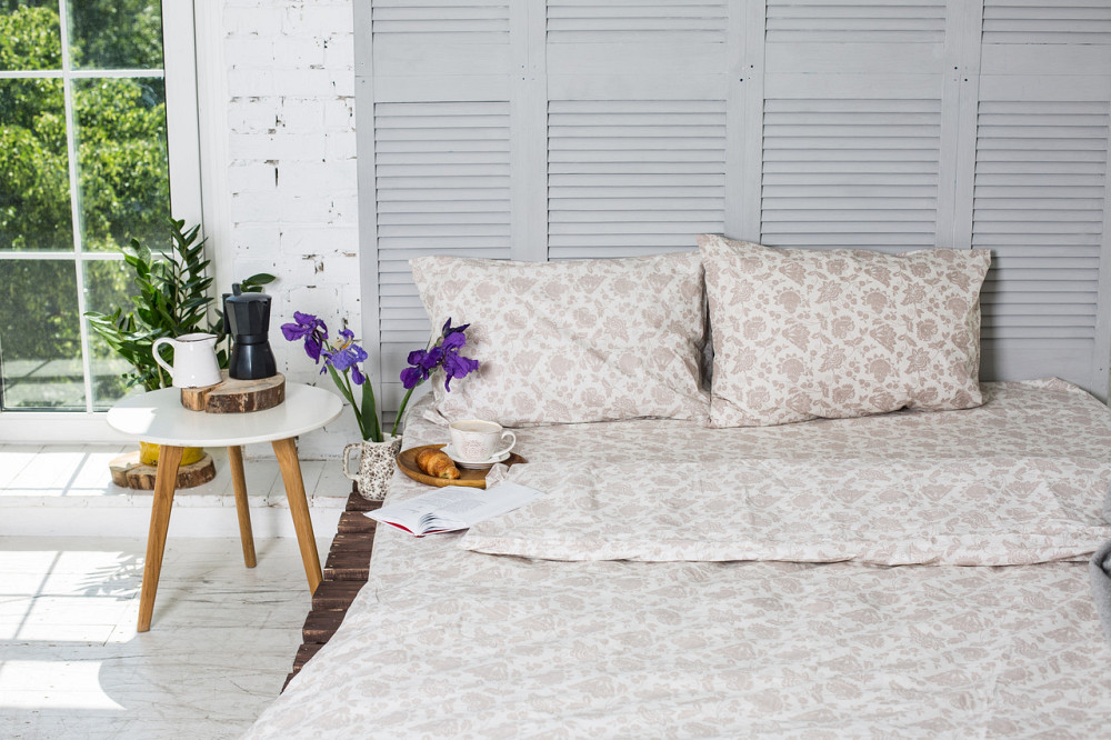 Підковдра на блискавці Ecotton двоспальна 175х210 см бавовняна бежевого кольору Коломыя - изображение 3