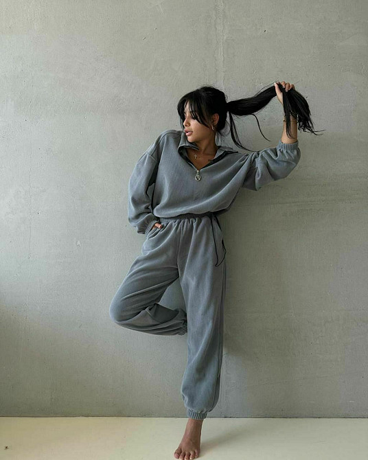 Женский теплый костюм двойка: кофта и штаны двусторонний флис «Полар». Графит, 42/44 Одесса - изображение 1