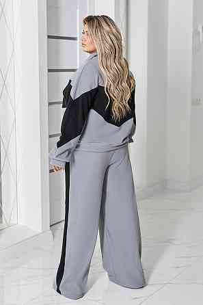 Спортивний флісовий костюм "Connect" | Норма та батал Сірий + чорний, 50-52 Київ