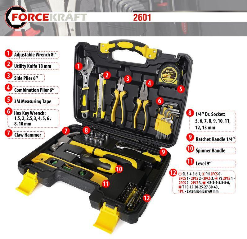Набір інструментів 60 предметів 1/4 "(6гр.) (4-13мм) FORCEKRAFT FK-2601 Одеса - фото 4