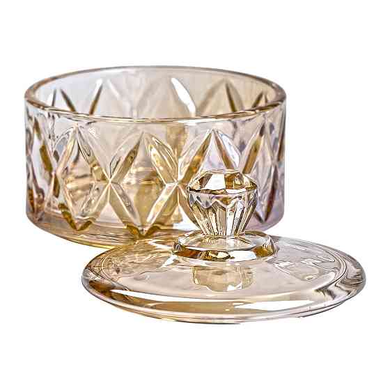 Цукерниця з кришкою Ø 10 см скляна коричнева HP-YH-21 Коломия