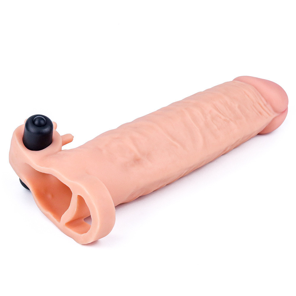 Насадка на член - Pleasure X-Tender Vibrating Penis Sleeve Add 2" Flesh Sex Aura Київ - фото 4