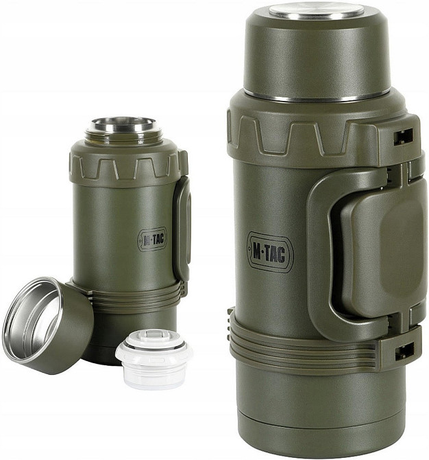 Армійський Термос для напоїв 1.6 літрів з ручкою та ременем M-Tac (UN-G05-1600A) Нержавіюча сталь Нововолинськ - фото 1