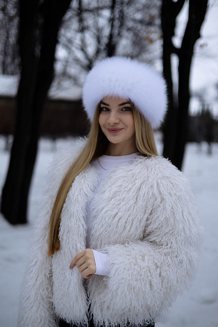 Меховая повязка на голову женская песцовая Белый Харьков - изображение 7