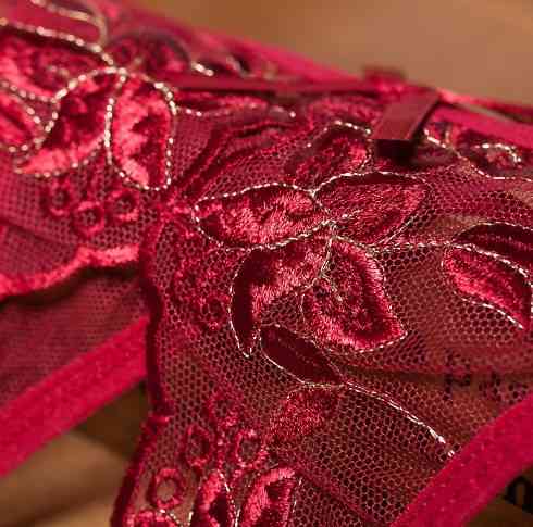 Труси з розрізом та мереживом на зав'язках універсальний бордовий Київ