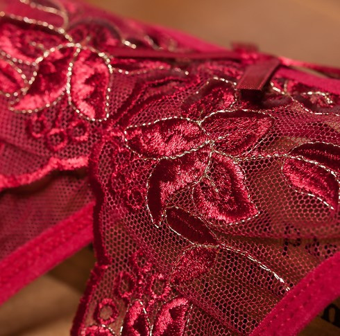 Труси з розрізом та мереживом на зав'язках універсальний бордовий Київ - фото 2