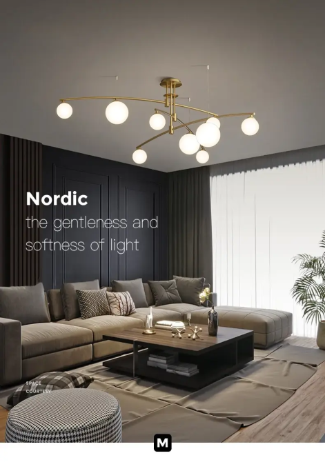 Светодиодная люстра Жемчужина 8818 (Золотистая) на 9 плафонов Винница - изображение 4