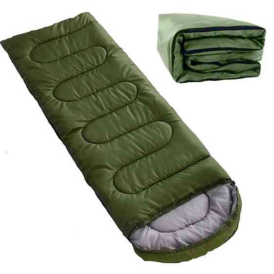 Спальный мешок-одеяло до 0 градусов, 210×75см, Олива / Туристический спальник с капюшоном / Спальник для ВСУ Киев