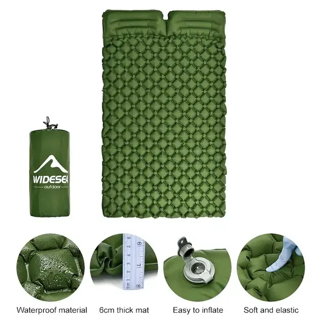 Матрас коврик надувной NMN-207 туристический с подушкой с чехлом 190 х 120 х 5 см Зелёный Коломыя - изображение 4