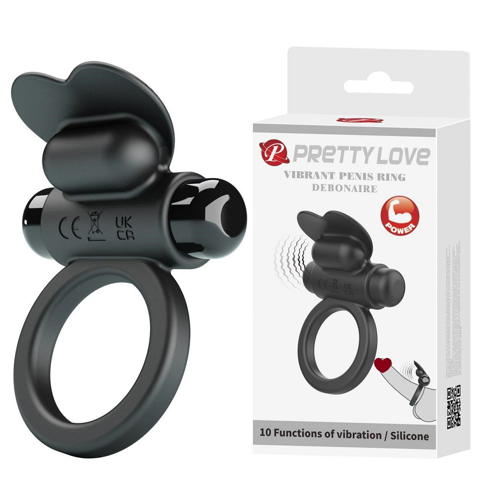 Віброкільце PRETTY LOVE VIBRANT PENIS RING DEBONAIRE Black, 10 vibration functions Sex Aura Київ - фото 1