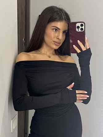 Женский романтичный лонгслив с открытыми плечами турецкий микродайвинг Черный, 46/48 Одесса