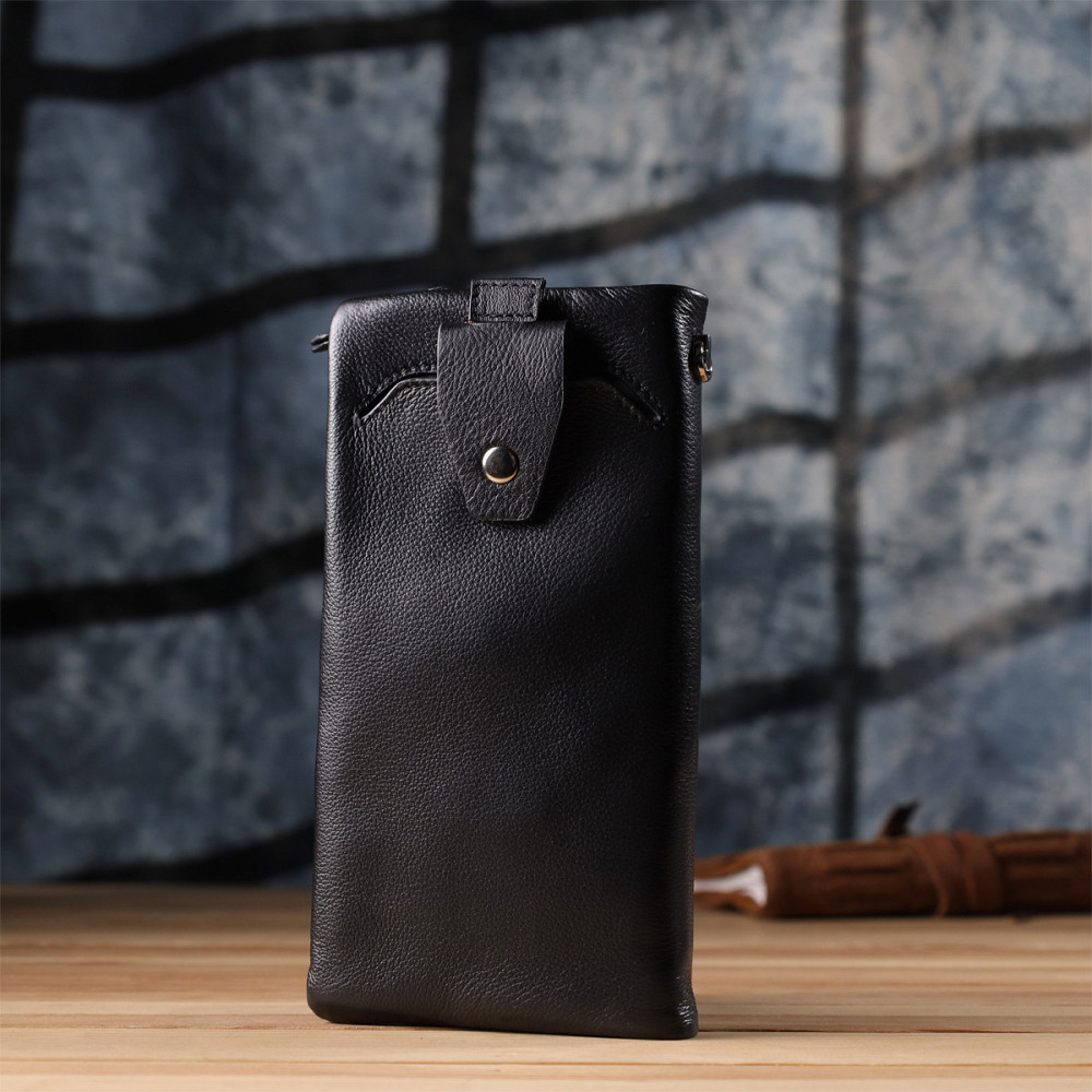 Женский кожаный кошелек-клатч с отделением под телефон ST Leather 23101 Черный Киев - изображение 3