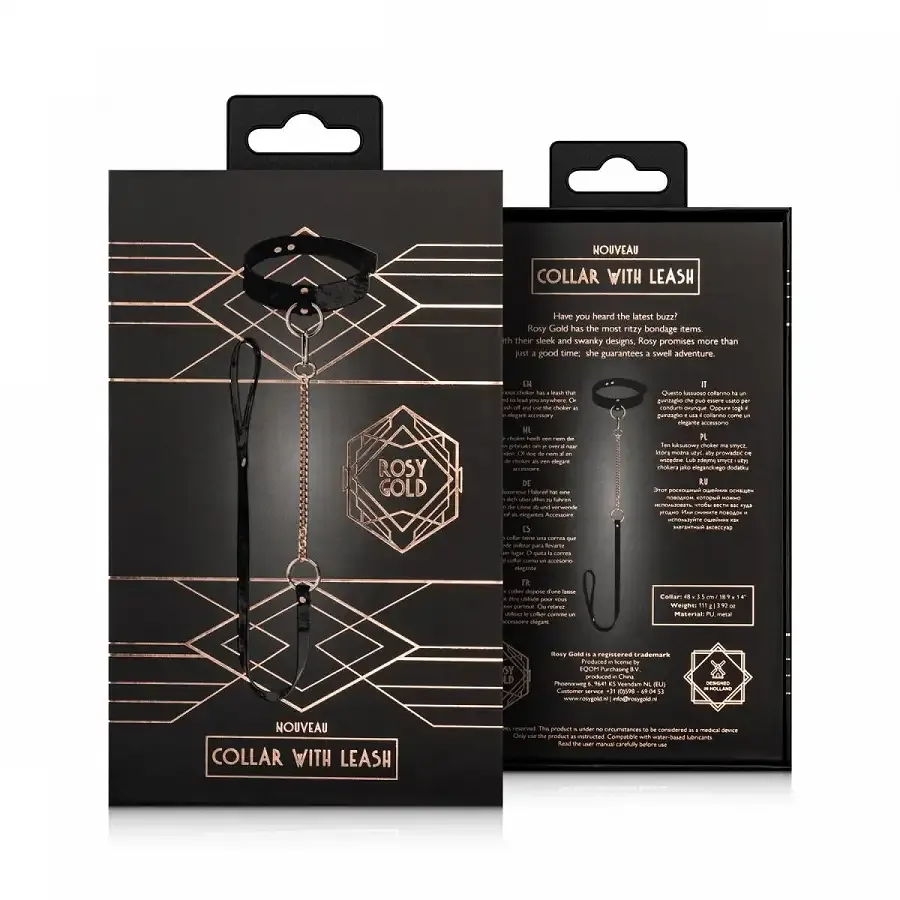Нашийник з повідцем Rosy Gold - Collar with Leash - Black Львів - фото 7