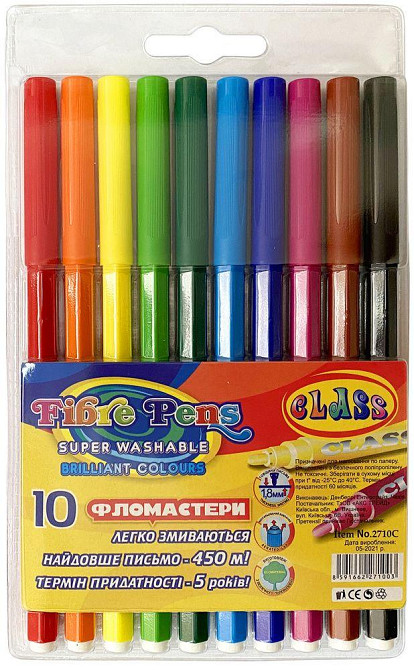 Фломастери 10 кол. "Class""Легке змивання" Premium, 2710C, шт Київ - фото 1