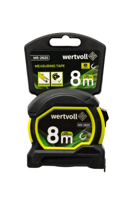 WERTVOLL Рулетка WERTVOLL 8 м×25 мм з магнітами фіксатор полотна покриття TPR нейлонове покритт Київ - фото 7
