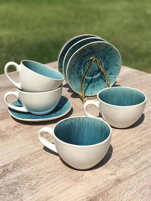 Набір чайний 4 чашки + 4 блюдця Olens "Totem" 250 мл кераміка білосня Київ - фото 2
