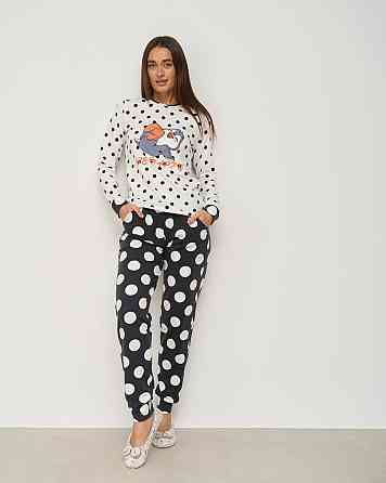 Женская пижама со штанами - Пингвин - в горошек - Family look мама/дочка Nicoletta 96717 XL Киев