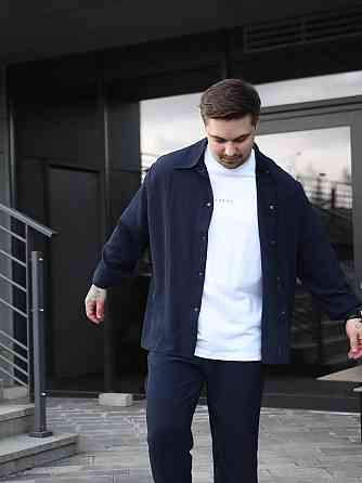 Мужской летний костюм Casual рубашка и штаны Оверсайз жатка весна лето SANE синий Одесса