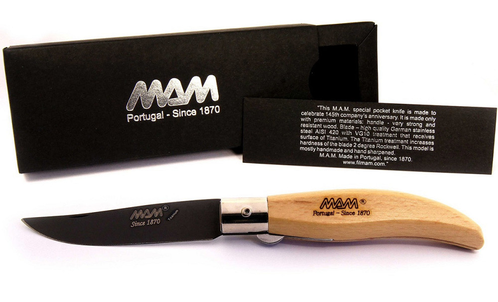 Універсальний Складаний Ніж 9 см MAM "Iberica" Black Titanium (2018) Нержавіюча сталь Нововолинськ - фото 5
