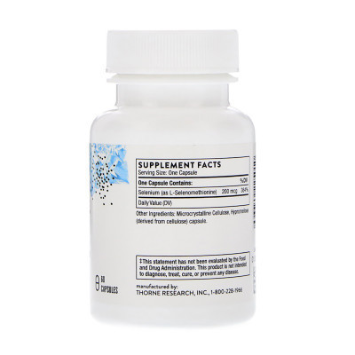 Мінерали Thorne Research Селен, (селенометіонін), Selenomethionine, 60 капсул (THR-22501) Вінниця - фото 2
