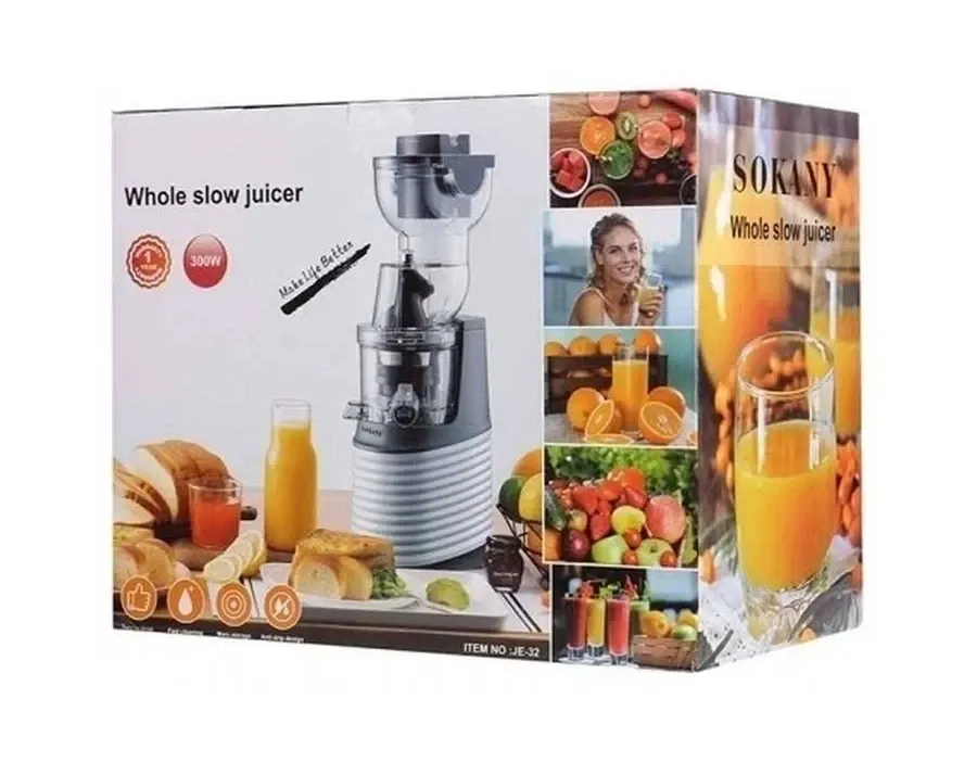 Соковитискач комбінований Sokany JE-32 300 Вт, 6-лопатеві леза, чаша, що не б'ється, захист від крапель Одеса - фото 5