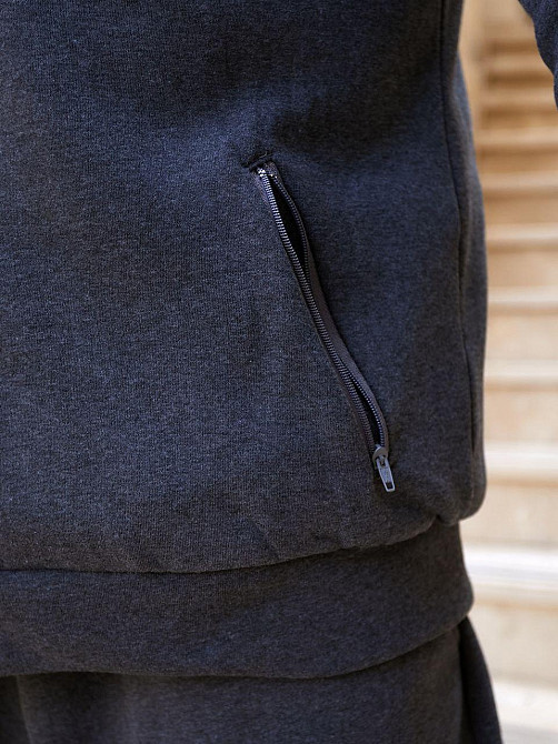 Мужской теплый костюм двойка трехнитка на флисе с мехом овчины Антрацит, 58 Одесса - изображение 4