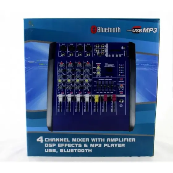 Аудіомікшер Mixer BT 4200D 4ch гібридний: 4 канали, USB, вихід на навушники, блок живлення, регулювання Одеса