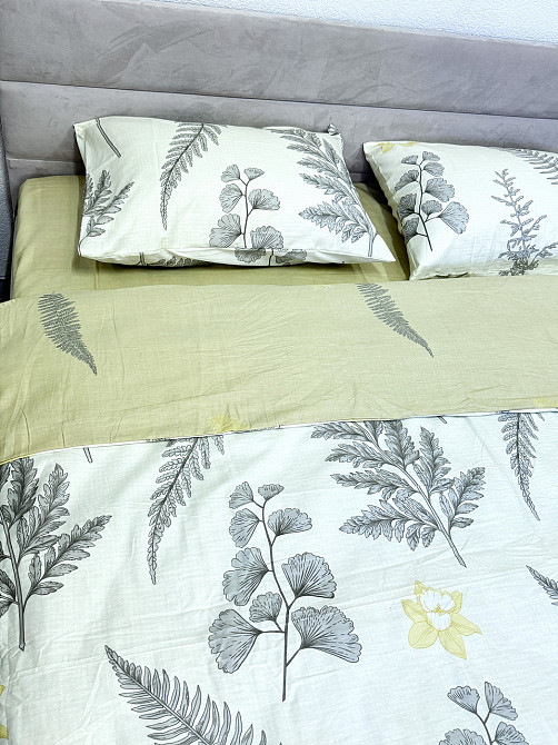 Ecotton Комплект постільної білизни Ecotton двоспальний Євро 210х220 см сатин Папоротник білий Коломыя - изображение 3