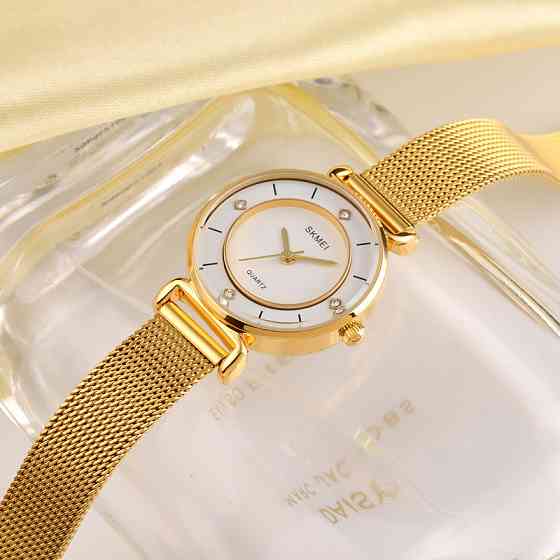 Женские классические часы Skmei 1330 (Золотистые) Киев