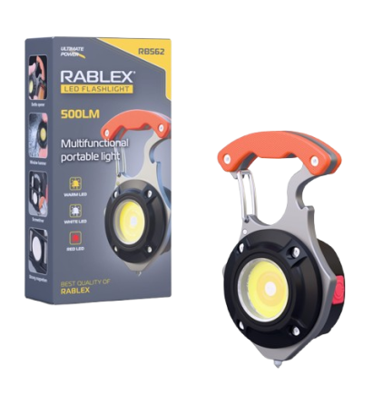 Ліхтар для кемпінгу Rablex RB562, Білий, Жовтий, Червоний, мультитул, Li-Ion акум., магніт, карабін Дніпро